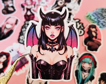 Stickers "Succubus cute Anime Girl" Laptop stickers, Dark Aesthetic,Waifu,Demon Gothic Gift ,Alternative, Yami Kawaii