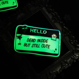 Glow in the Dark Stickers &quot;Dead Inside Badge&quot; Alternative Gift, Gothic, Spooky, Goth Art,  Emo, Horror