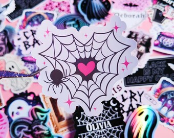 Stickers "Cute Spiderweb Heart" Laptop stickers, Gothic, Dark Aesthetic, Pastel goth, Yami Kawaii, Creepy cute, Spider
