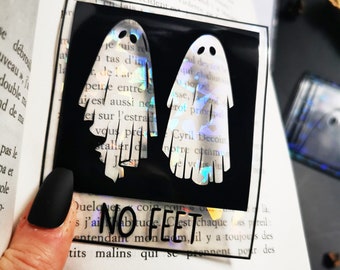 Marque-page holographique transparent « Ghost No Feet » pour les amoureux des livres, cadeau lecteur, saison effrayante, lecture