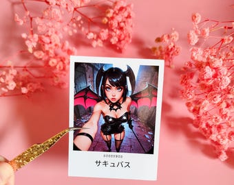Stickers "Anime Sexy Succubus" Polaroid Style, Laptop stickers, Waifu, Gift for Him, Dark Aesthetic, Demon Girl, Goth, Harajuku