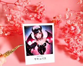 Stickers "Anime Sexy Succubus" Polaroid Style, Laptop stickers, Waifu, Gift for Him, Dark Aesthetic, Demon Girl, Goth, Harajuku