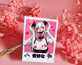 Stickers "Anime Creepy Girl" Polaroid Style, Laptop stickers,Waifu,Alternative Gift, Dark Aesthetic, Yami Kawaii, Gothic, Harajuku