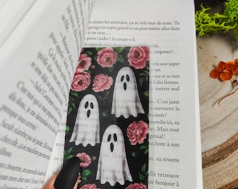 Translucent Bookmark "Ghost Flowers" Gift for readers, Bookworm, Book Lover Gifts, Spooky Cute