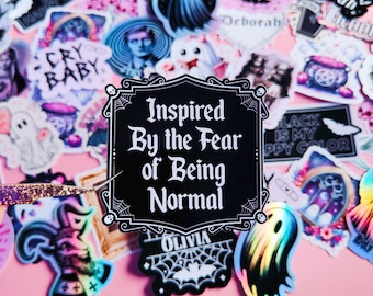 Stickers "Inspired by the fear" Laptop stickers, Funny Sticker, Goth home, Dark Humor,Creepy Cute, Gothic