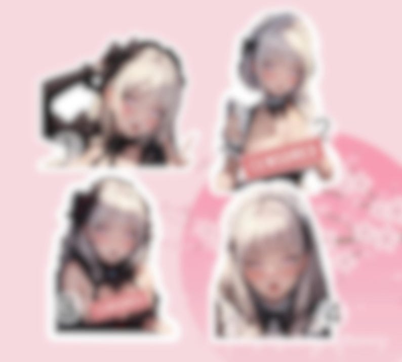 ホログラフィックステッカー「メイドガールズ」アヘ顔、ワイフ、アダルトアニメ、彼へのプレゼント、ゴス、ヤミカワイイ、ダーク美学、ラップトップステッカー 画像 1