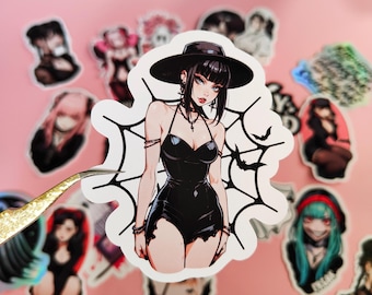 "Aufkleber ""Summer Goth Anime Girl"" Laptop sticker, Dark Aesthetic,Waifu,Dämon Gothic Geschenk,Succubus, Yami, Kawaii."