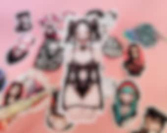 Stickers "Creepy horror Anime Girl" Laptop stickers, Dark Aesthetic,Waifu,Demon Gothic Gift ,Alternative, Yami Kawaii