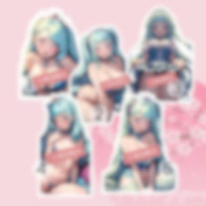 Holographic Stickers &quot;Lagoon Queen Anime Girl&quot; Ahegao, Sexy, Waifu, Gift for Him, nsfw,  Harajuku, Mature