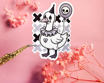 Naklejki z motywem smutnego klauna, pokaz dziwactw, dziwaczny, dziecięcy, pastelowy gotyk, straszny, przerażający, alternatywny prezent