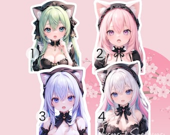 Holografische Sticker "Chibi Gothic Lolita Anime Girl" Pastel Goth, Yami Kawaii, Harajuku, Neko, Cute Anime, Dark Kawaii
