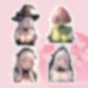 Holographic Stickers &quot;Fantasy Girls&quot; Ahegao face, Waifu, Adult Anime, Gift for him, Goth, Bondage,Dark Aesthetic, Witch, Goblin
