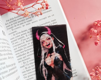 Marcapáginas translúcido "Monja súcubo chica anime" Ahegao, demonio, regalo para amantes de los libros, ratón de biblioteca, accesorios de lectura