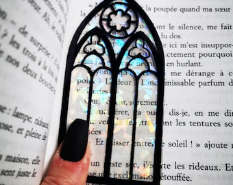 Signet holographique clair « Gothic Window Arch » Amateur de livres, cadeau de lecteur, saison effrayante, lecture