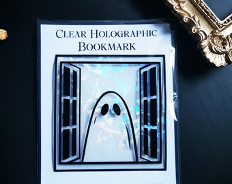 Holographic Clear Bookmark "Ghost Window" Book Lover, Reader Gift, Spooky Season, Reading
