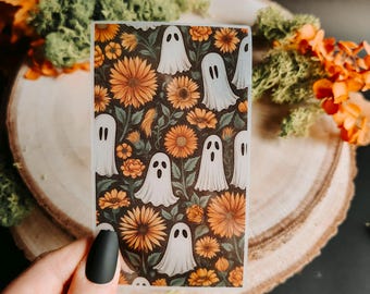 Translucent Bookmark "Ghost Flowers" Gift for readers, Bookworm, Book Lover Gifts, Spooky Cute
