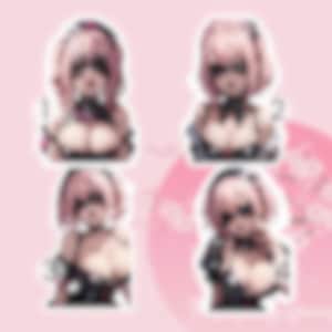 Holographic Stickers &quot;Blindfolded Latex Girl&quot; Ahegao face, Waifu, Adult Anime, Gift for him, Goth, Bondage,Dark Aesthetic