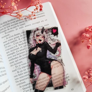 Translucent Bookmark "Creepy Unicorn Anime Girl" Ahegao, Demon, Bookish Gift, Bookworm, Reading Accessories