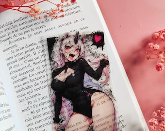 Translucent Bookmark "Creepy Unicorn Anime Girl" Ahegao, Demon, Bookish Gift, Bookworm, Reading Accessories