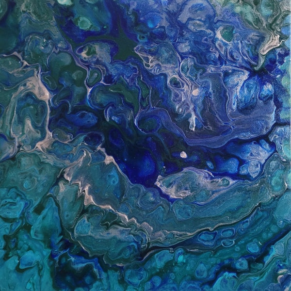 Tableau Fluid Art Pouring bleu