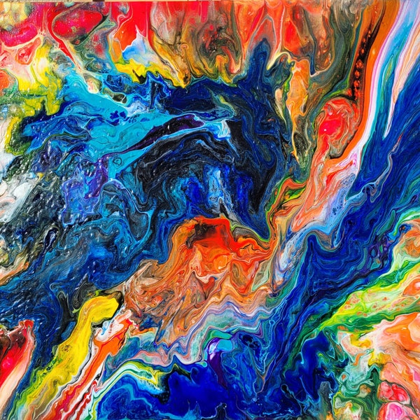 Tableau Fluid Art Multicolore