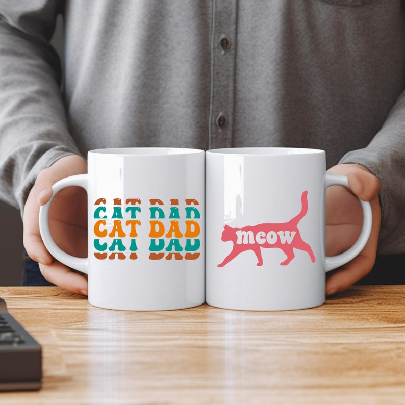 Funny Cat Dad Cute Coffee Mug Cats Lover Cup Funny Quotes Gift for Cat