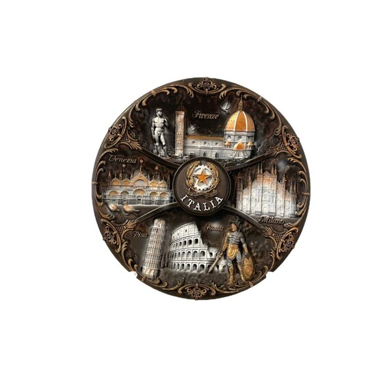 Piatto Decorativo Ceramica 3D Dipinto A Mano - Souvenir Italia Con Monumenti, 20 Cm, Regalo Perfetto - Foto 5
