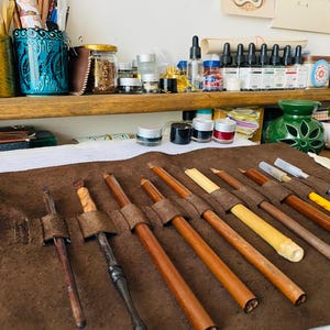 Rustic Leather Pen Wrap - Handcrafted Pen Storage