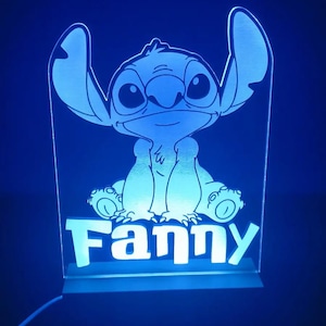 Luz de noche para niños Stitch personalizada, luz de noche acrílica, regalo para bebé, luz de noche para bebé, luz de noche LED, regalo de nacimiento, regalo de bautismo