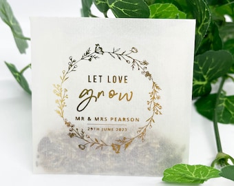 Personalised Wedding Favour Seed Packets, Rustic Wildflower Seeds Thank You Gifts