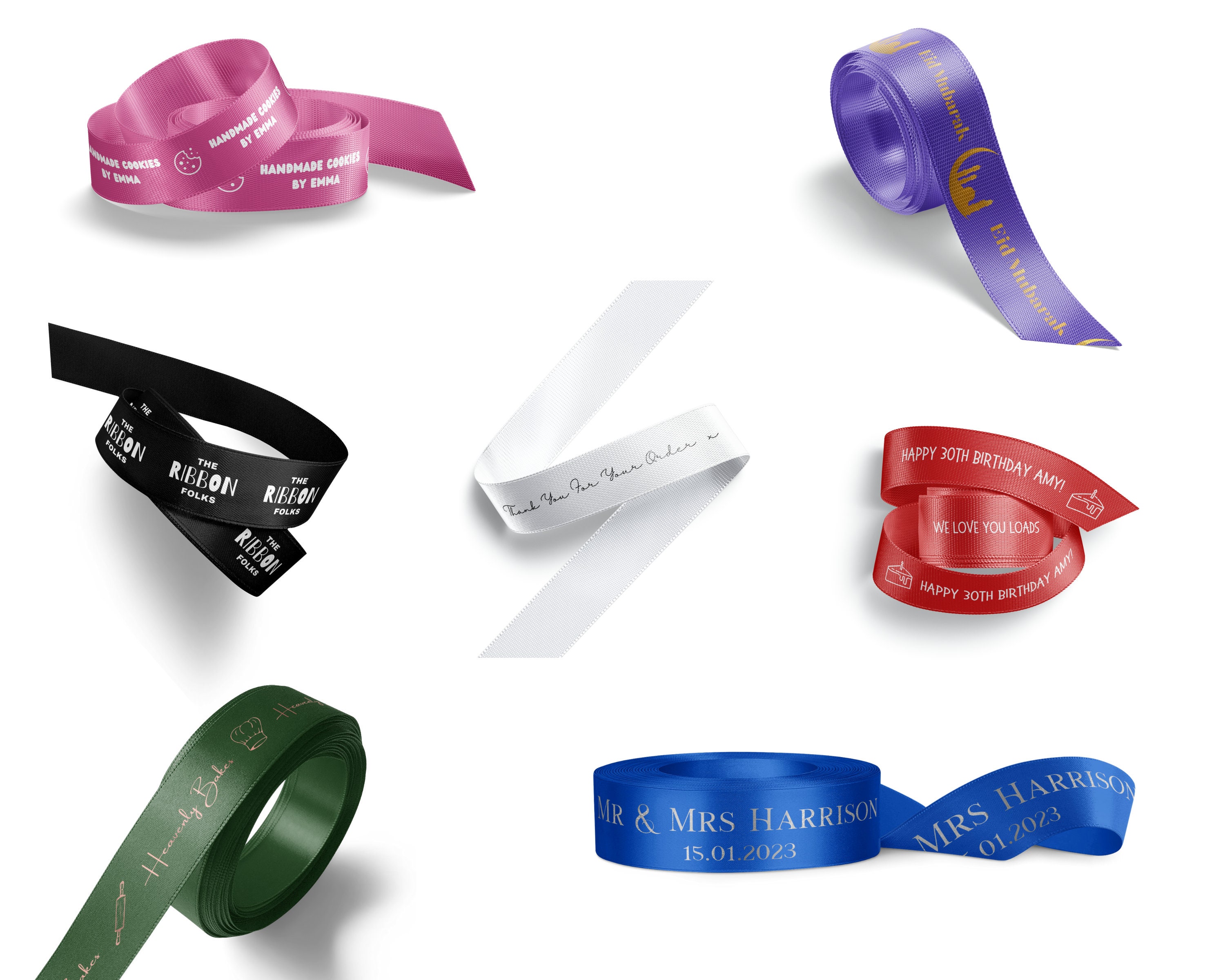 Custom Text Ribbon Personalised Satin Ribbon | Custom Text & Logo, 15mm - Etsy UK