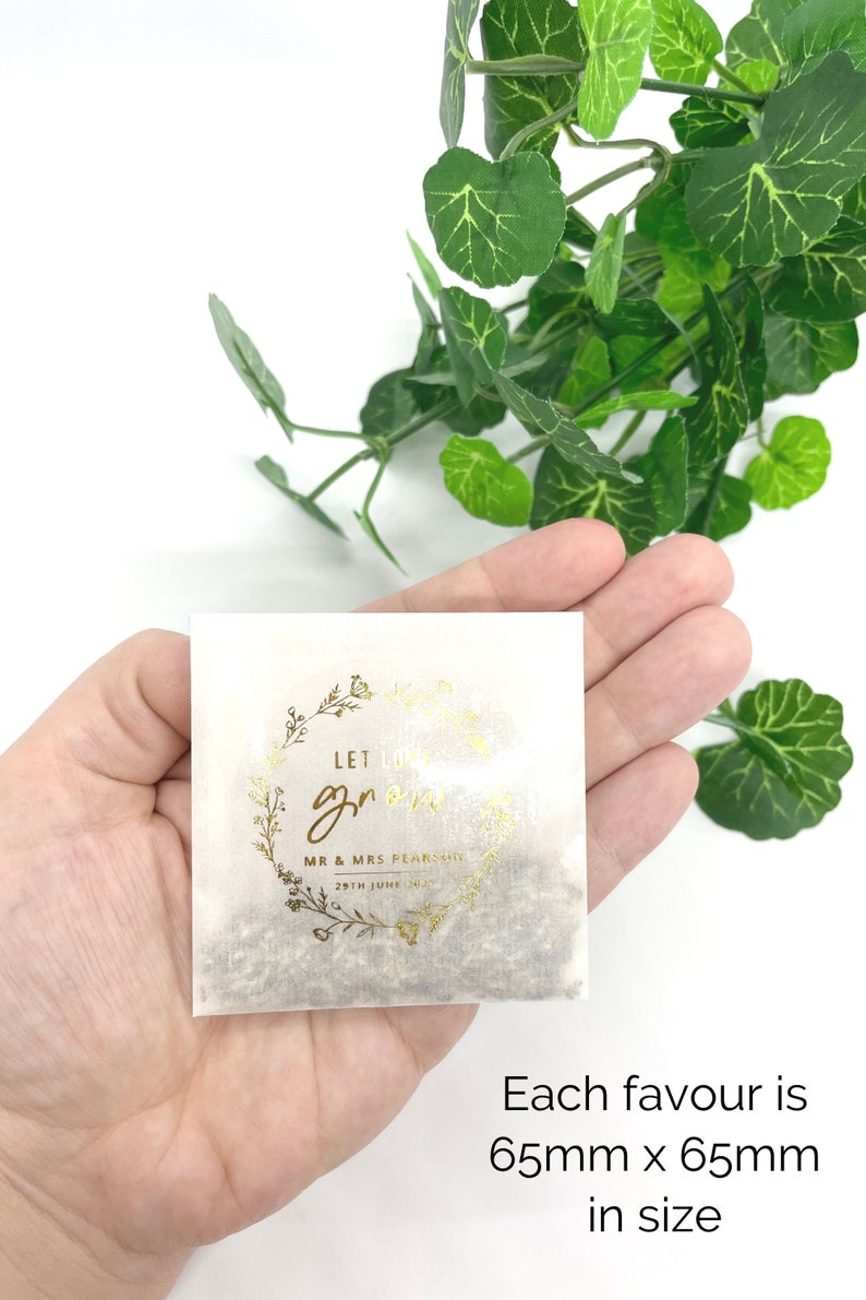 Metallic Gold Foil Plantable Wild Flower Seed Wedding Flower Seeds Mini Seed Envelope Glassine
