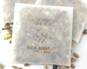 Personalised Bird Seed Funeral Favors