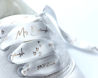 Ivory Satin Ribbon Laces | Custom Converse Laces | Wedding Pumps | Personalised Laces | Bridal Shoelaces | Trainer Tags | Van Laces