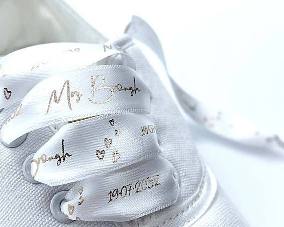 Personalised Satin Ribbon Shoelaces | Custom Trainer, Wedding Shoe Laces