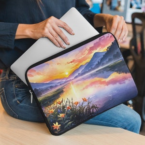 Evening Lakeside Laptop Sleeve For Nature Lovers and Explorers, Ecologist Naturalist Laptop Protector, Hydrologist Ranger Tablet Case