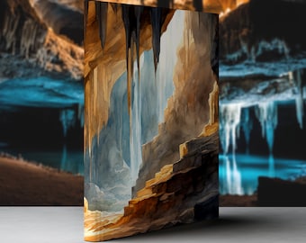 Hidden Cavern Landscape Hardcover Journal, Geologist Anthropologist Archaeologist Notebook, Survey Exploration Travel Diary Daybook