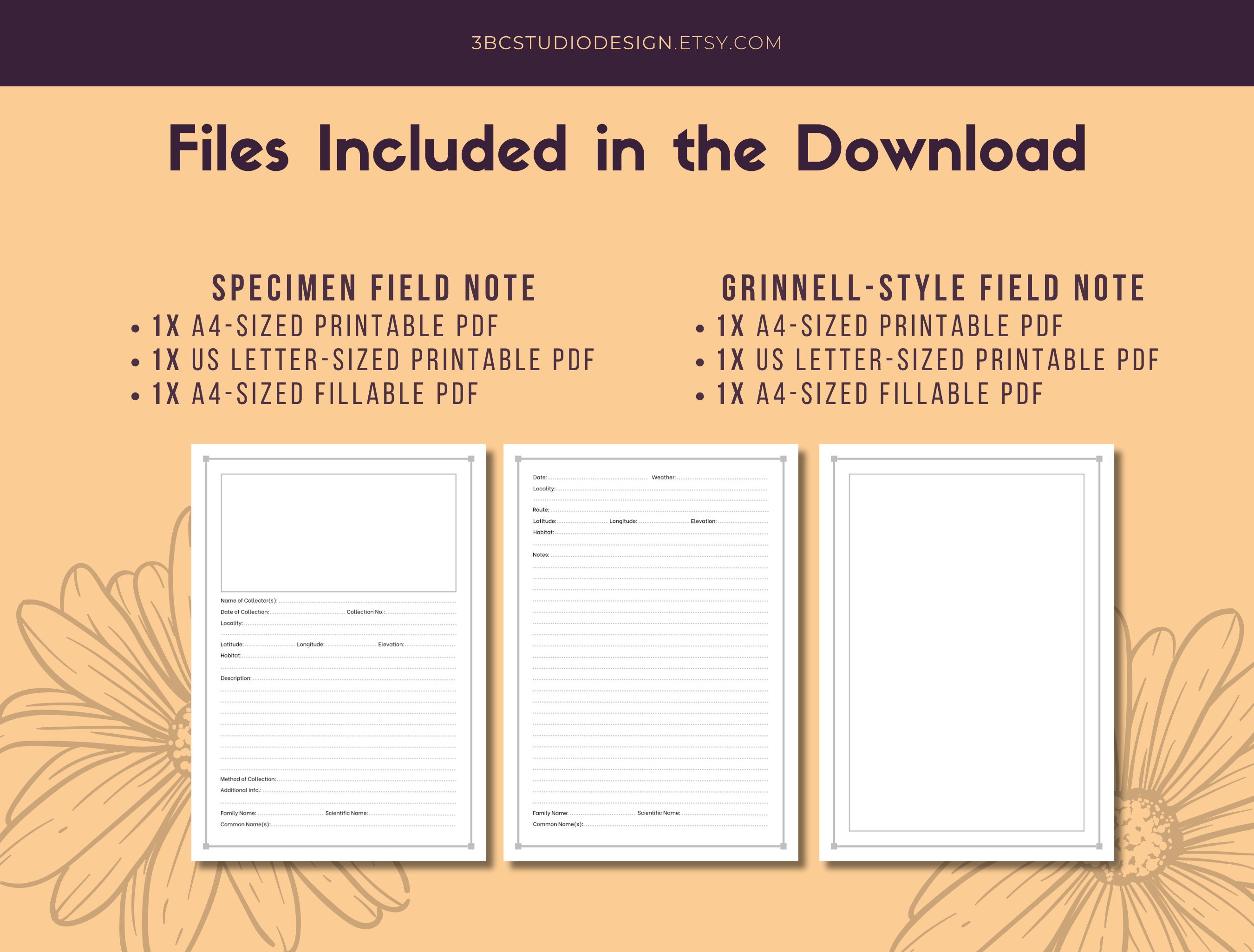 Specimen Field Note Digital Template, Grinnell Field Notes, Grinnell Specimen Field Note Digital Template, Grinnell Field Notes, Grinnell