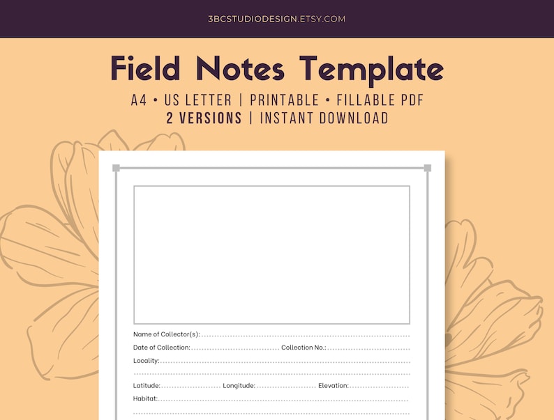 Specimen Field Note Digital Template, Grinnell Field Notes, Grinnell ...