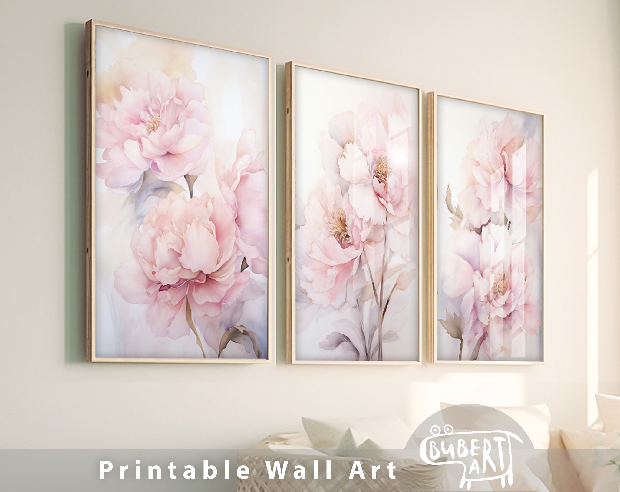 Pink Peony Printable Wall Art Botanical Poster Set of 3 Prints Peonies ...