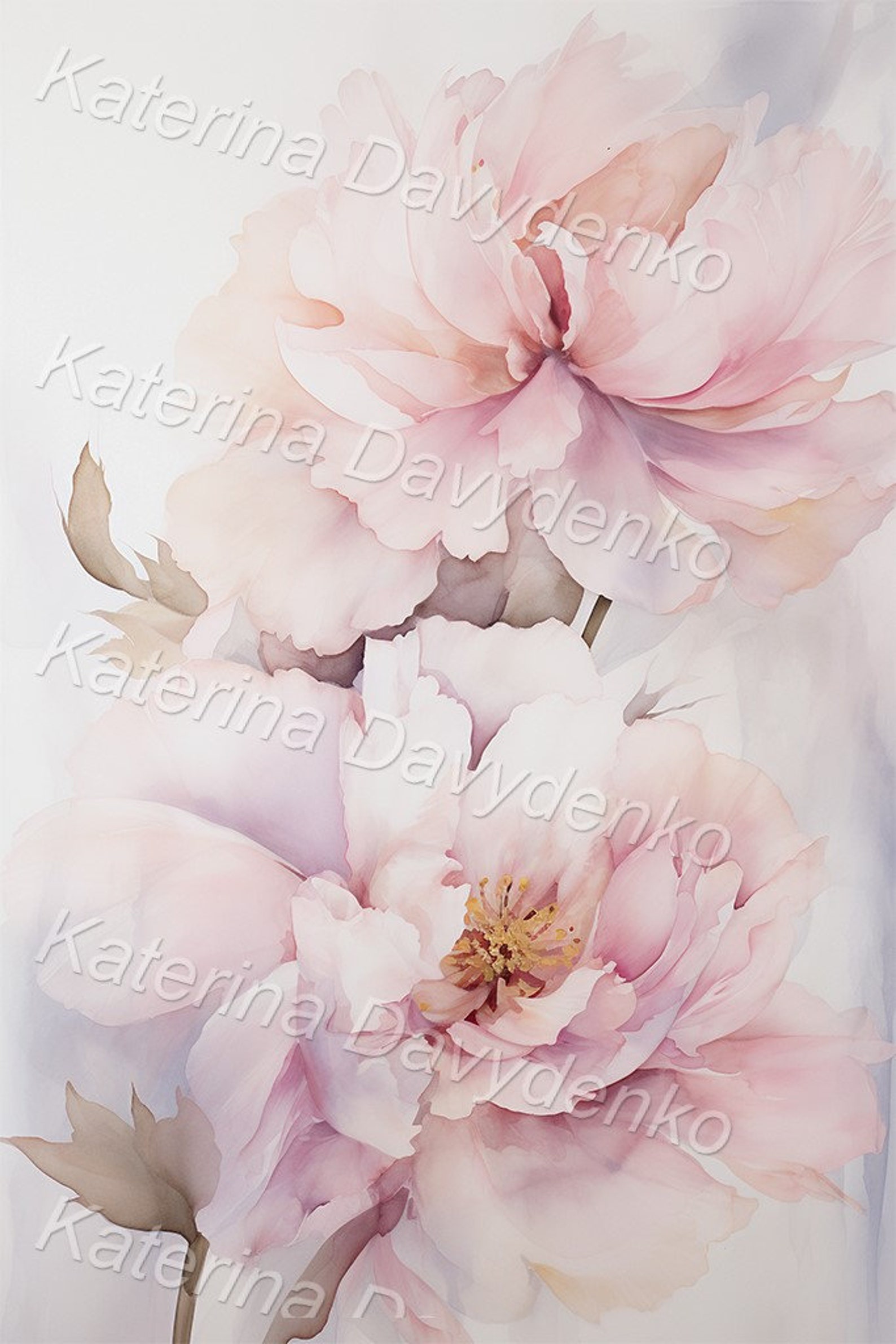 Pink Peony Printable Wall Art Botanical Poster Set of 3 Prints Peonies ...