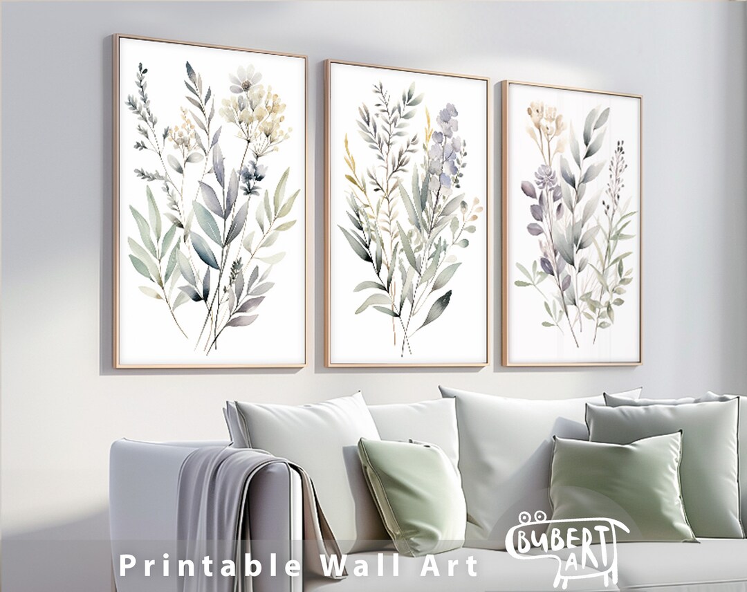 Herbs Set of 3 Printable Watercolor Painting Kitchen Decor Herb Prints ...