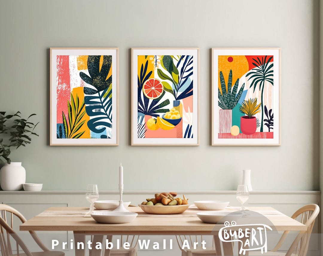 Boho Wall Art Print Set of 3 Pieces, Bohemian Artwork, Boho Abstract ...