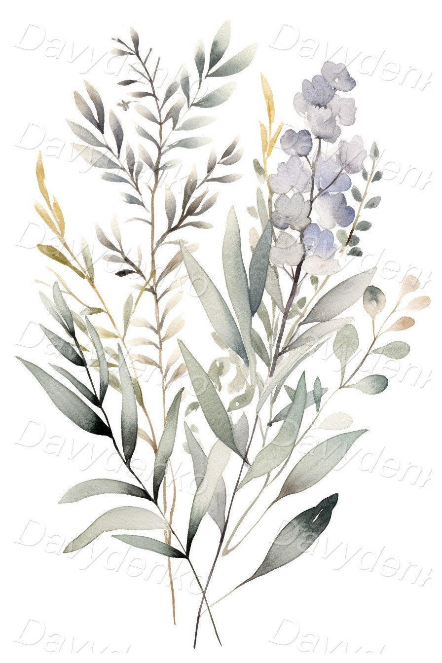 Herbs Set of 3 Printable Watercolor Painting Kitchen Decor Herb Prints ...