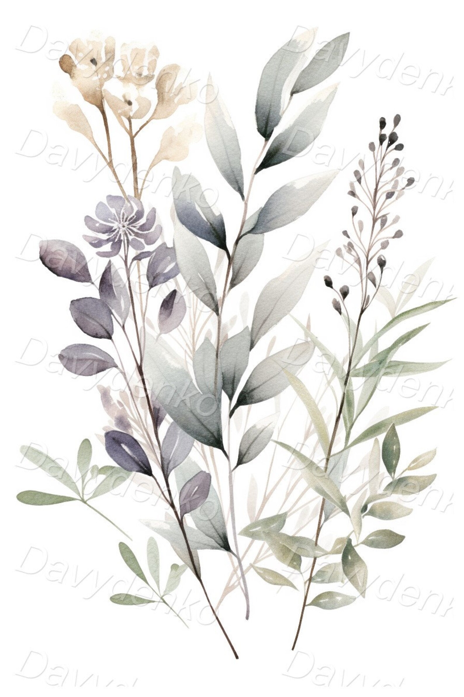 Herbs Set of 3 Printable Watercolor Painting Kitchen Decor Herb Prints ...