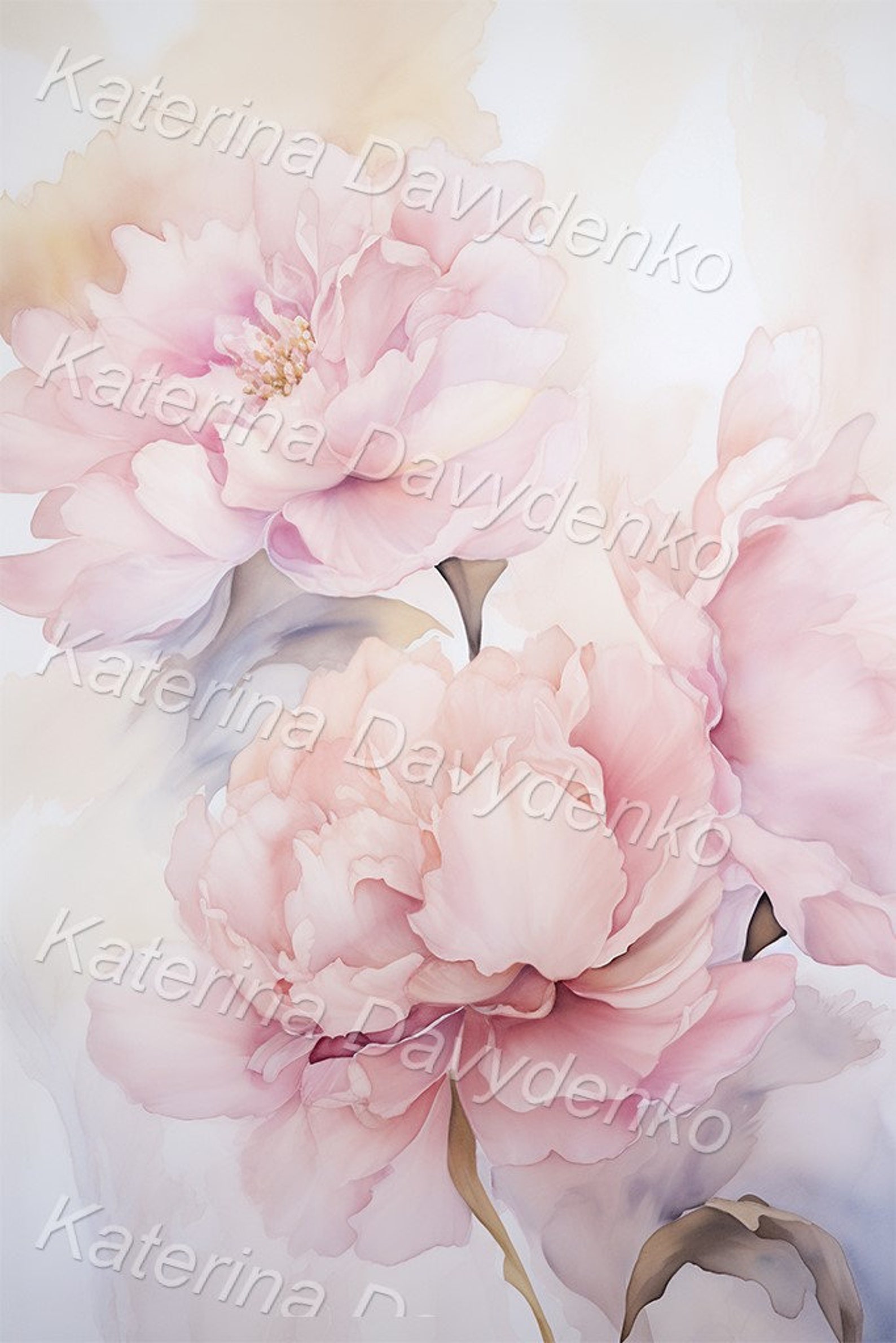Pink Peony Printable Wall Art Botanical Poster Set of 3 Prints Peonies ...