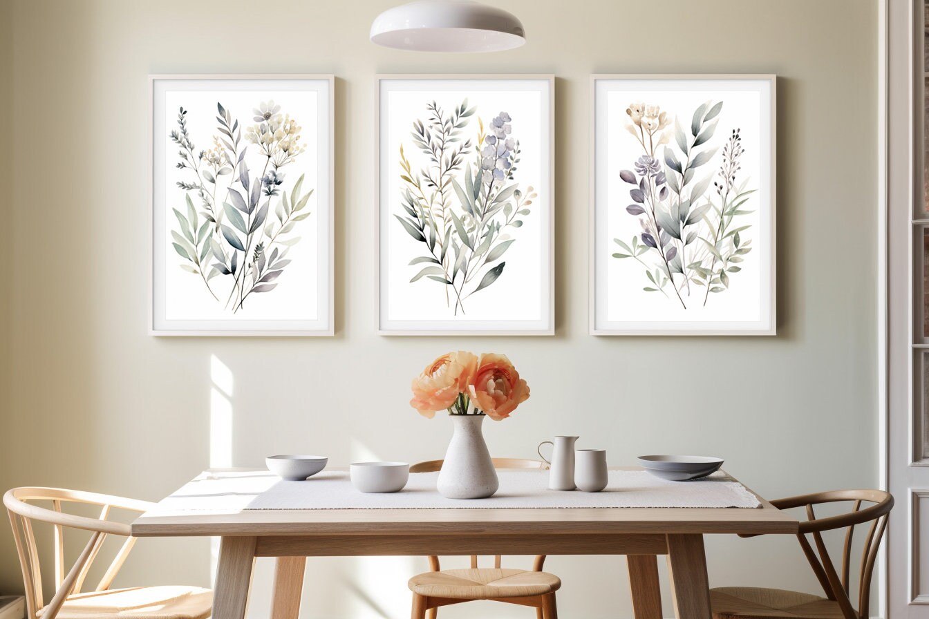 Herbs Set of 3 Printable Watercolor Painting Kitchen Decor Herb Prints ...