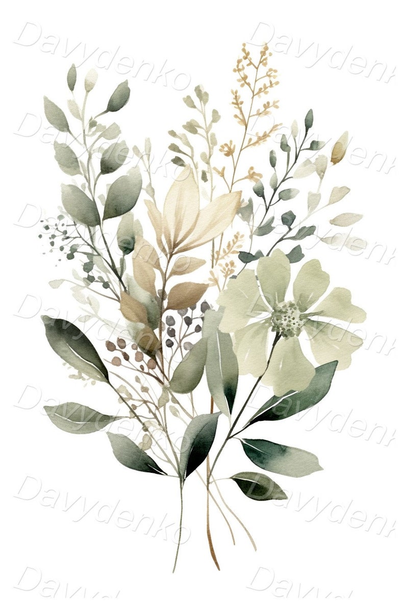 Printable Watercolor Herbs Set of 3 Painting Botanical Neutral Wall Art ...