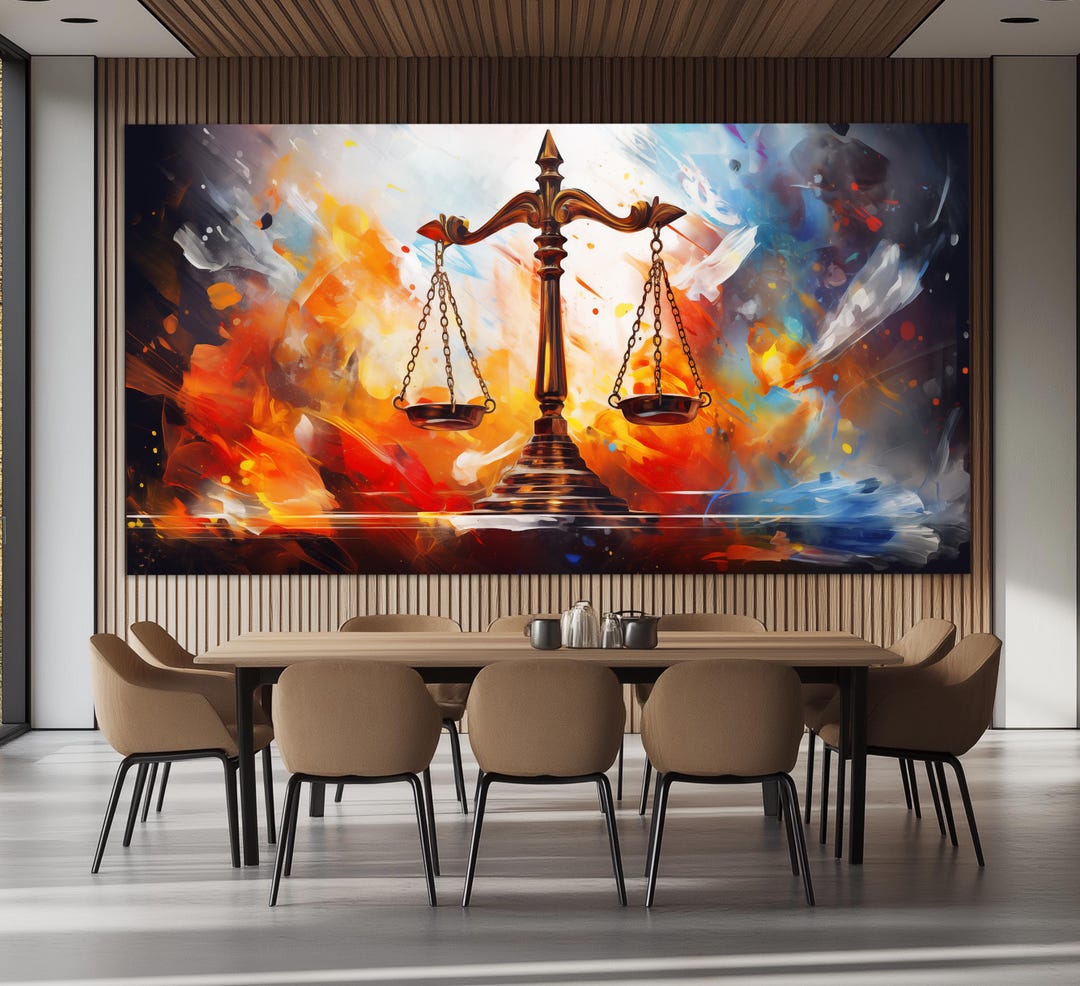 Scales of Justice Canvas Print in an Oil Painting Style, Justice Wall ...