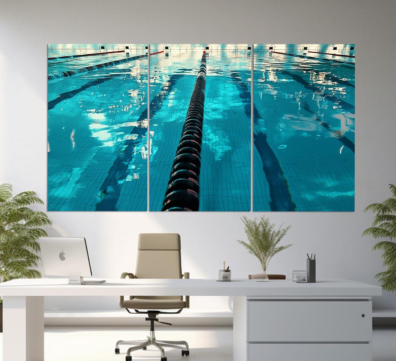 Swimming Wall Art, Swimming Pool Canvas Print, Swimmer Gift, Abstract ...